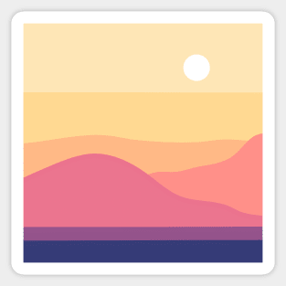 Retro Beach Landscape Sticker